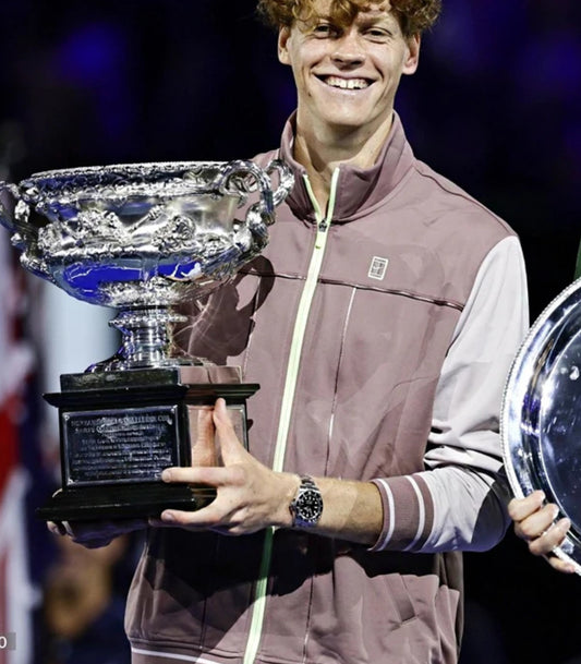 2024 Australian Open Jannik Sinner Brown &amp; White Fleece Jacket