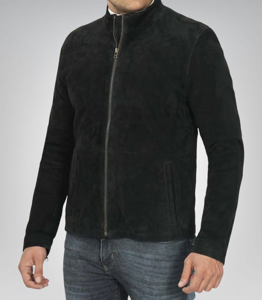 Men’s Classic Black Suede Biker Jacket Premium Real Suede Motorcycle Style