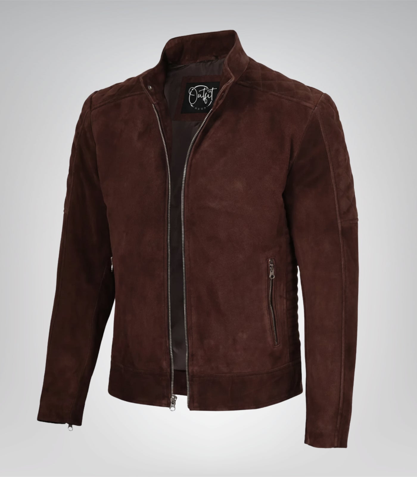 Men’s Top Notch Dark Brown Suede Jacket Premium Real Suede Zip Style