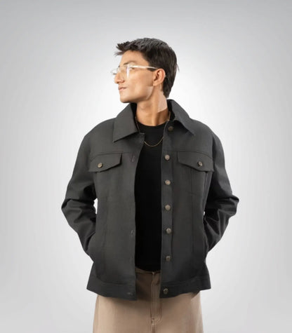 Men’s Eddie Inspired Black Denim Trucker Jacket