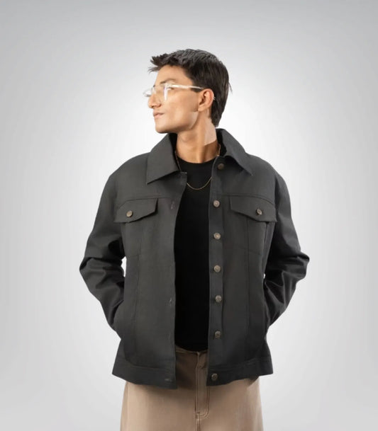 Men’s Eddie Inspired Black Denim Trucker Jacket