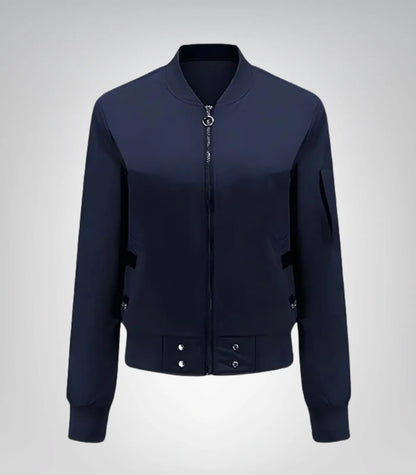 Women’s Blue Bomber Jacket – Classic Streetwear & Varsity Style Coat