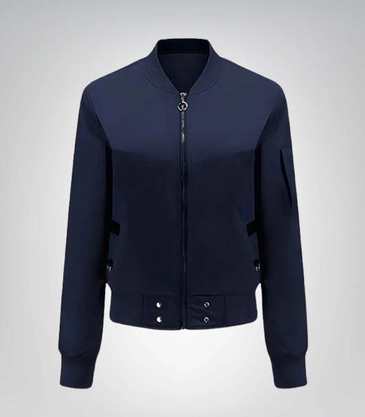Women’s Blue Bomber Jacket – Classic Streetwear & Varsity Style Coat