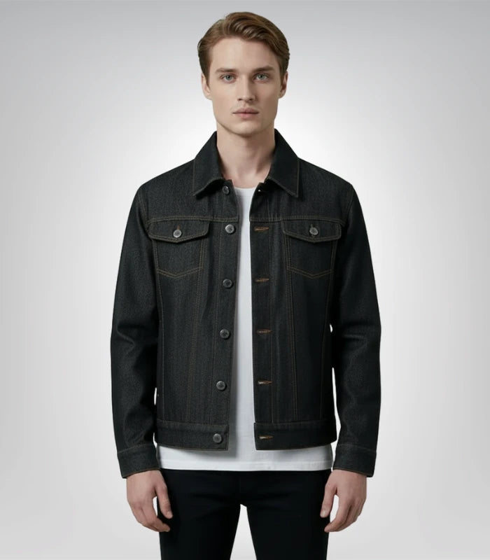 Conard Faded Black Denim Trucker Jacket