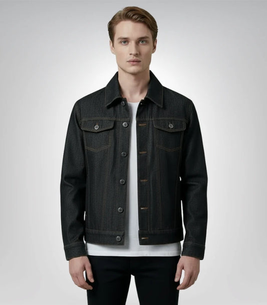 Conard Faded Black Denim Trucker Jacket