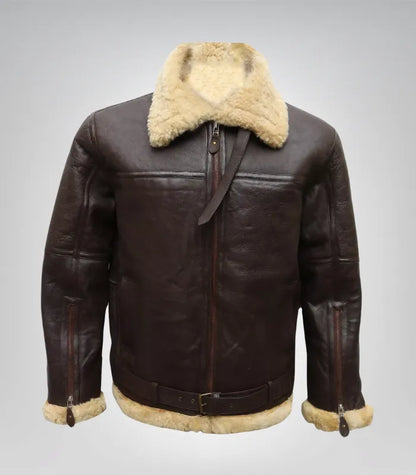 Real sheepskin leather aviator jacket for men – RAF B3 bomber coat