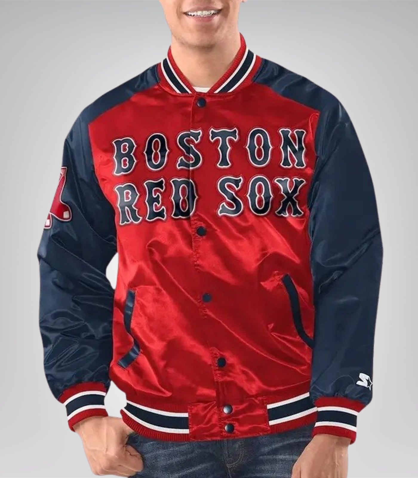 Boston Red Sox Renegade Satin Varsity Jacket Red &amp; Navy