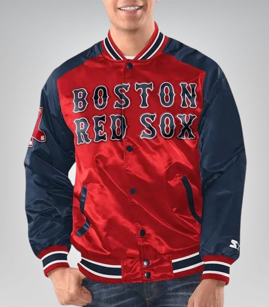 Boston Red Sox Renegade Satin Varsity Jacket Red &amp; Navy