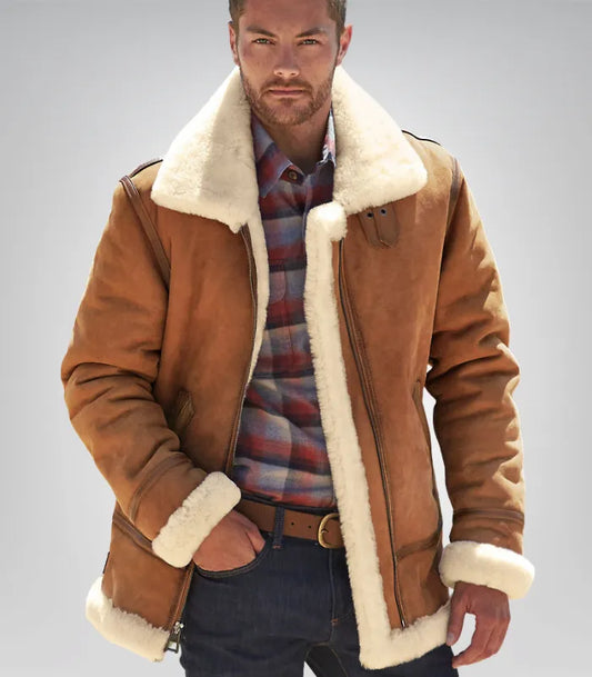 Jason B3 sheepskin bomber jacket – men’s real shearling aviator coat
