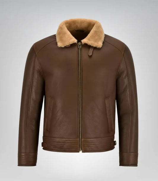 Men’s real sheepskin leather B3 bomber – classic shearling flying jacket