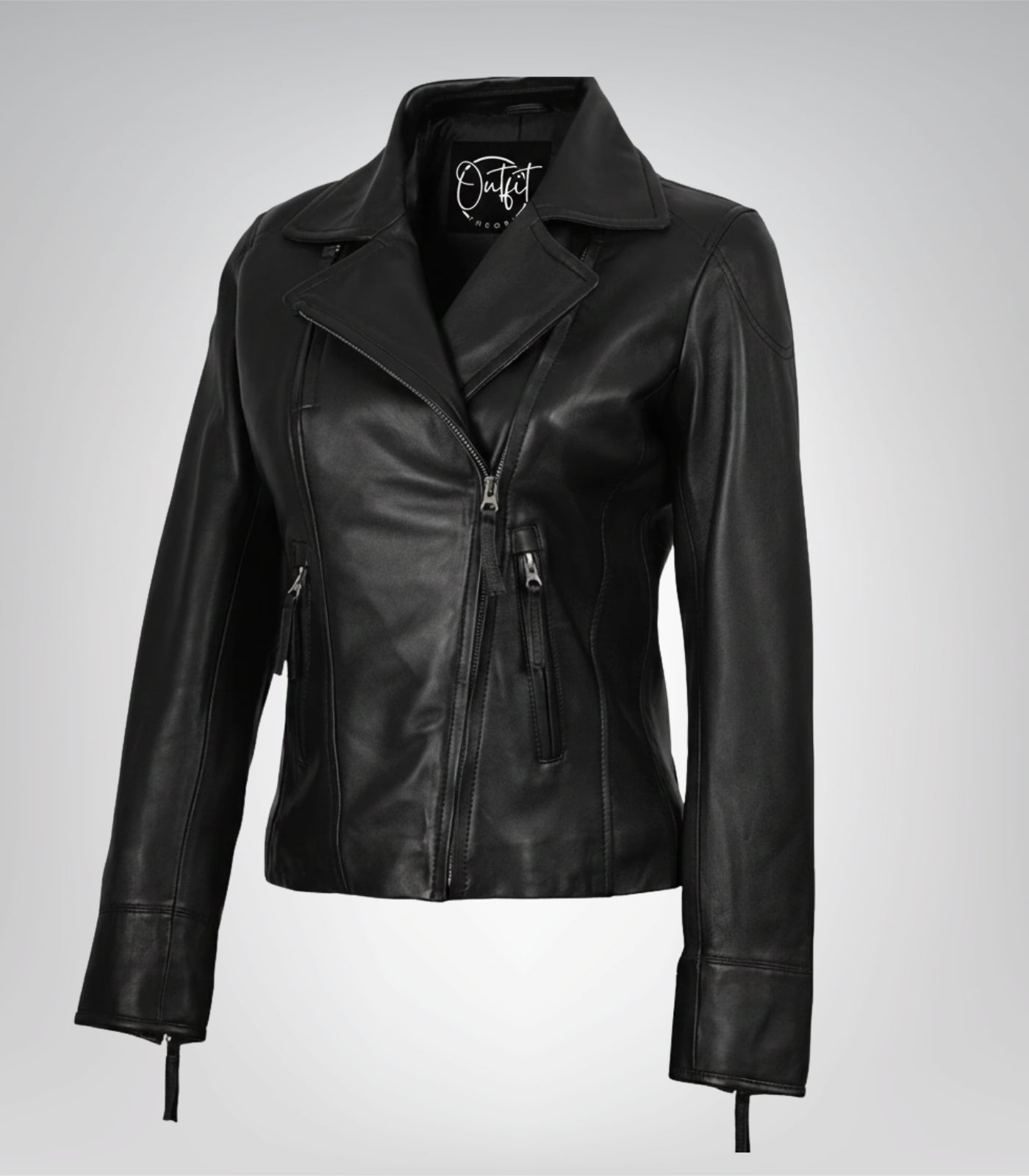 Ramsey women’s genuine black leather asymmetrical biker jacket