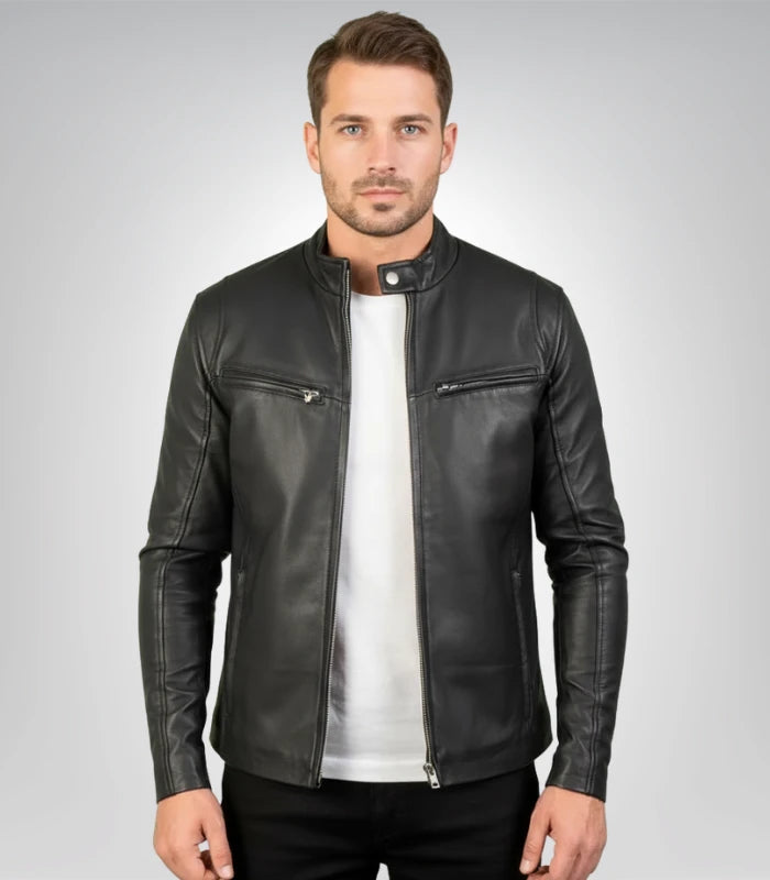 Ionic men's black leather jacket – premium real leather outerwear