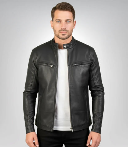 Ionic men's black leather jacket – premium real leather outerwear