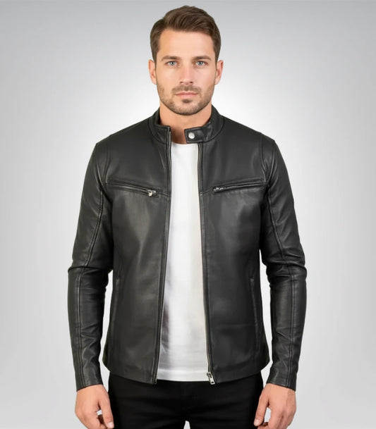 Ionic men's black leather jacket – premium real leather outerwear