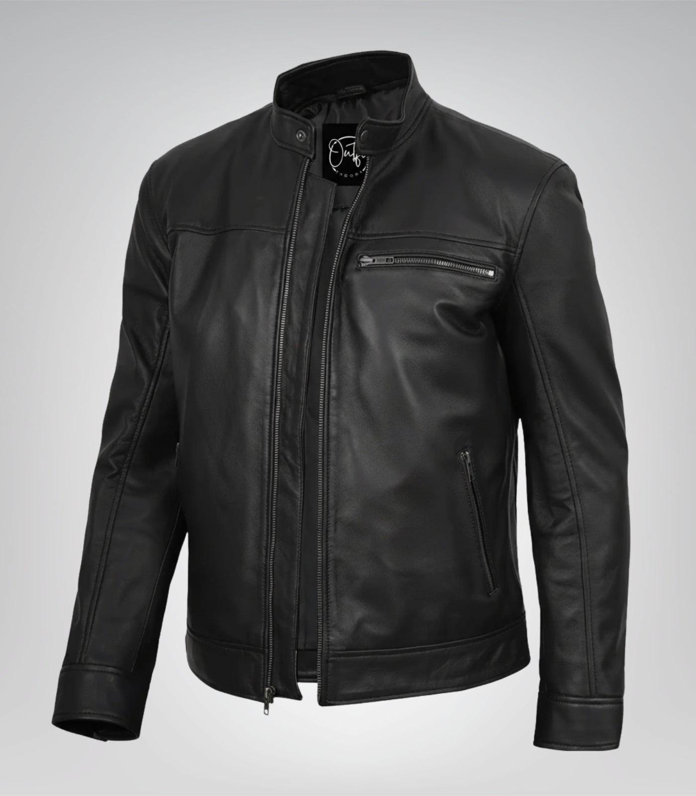 Men’s Motorcycle Black Jacket Genuine Leather Biker Style
