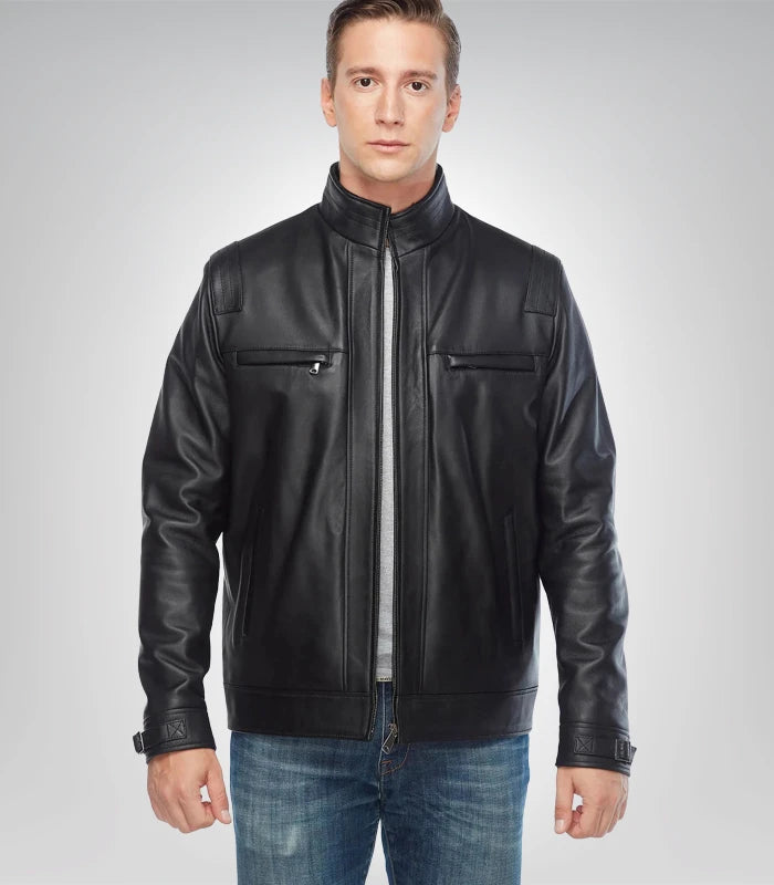 100% real leather black jacket for men – sleek Craig McGinlay style