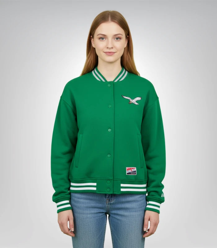 New Era Kelly Green Philadelphia Eagles throwback fleece jacket