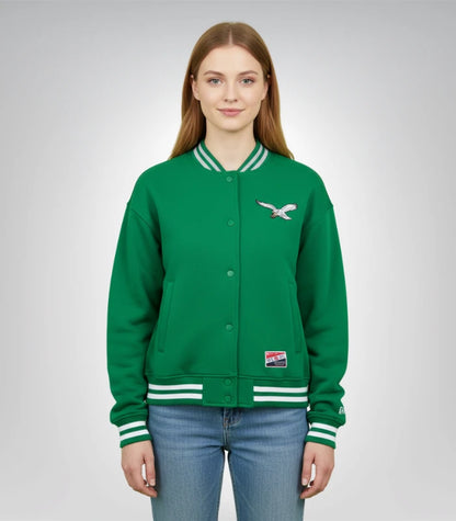 New Era Kelly Green Philadelphia Eagles throwback fleece jacket