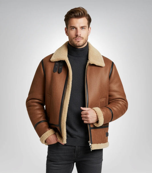 Anderson Light Brown Aviator Shearling Jacket