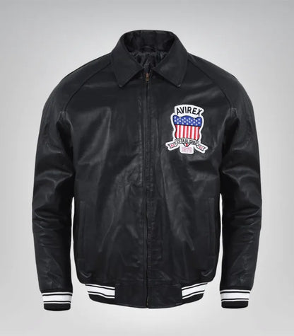 Men’s black Avirex leather bomber jacket – vintage American pilot style
