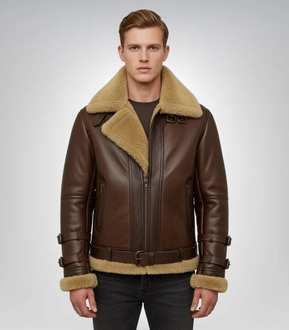 Douglas shearling fur bomber jacket – RAF SF aviator leather