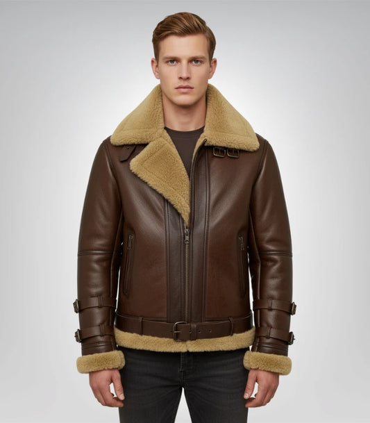 Douglas shearling fur bomber jacket – RAF SF aviator leather