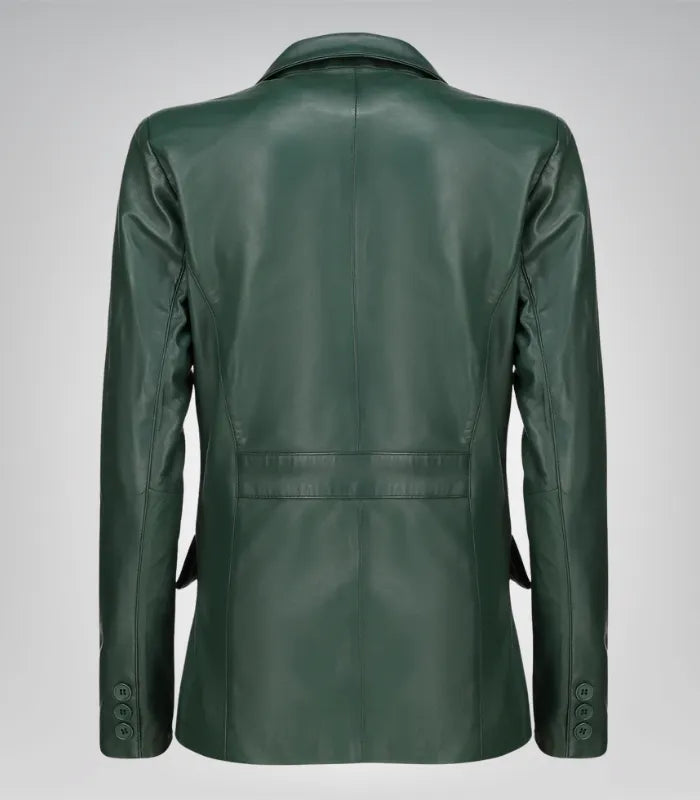 Classic women’s genuine lambskin blazer in green – tailored elegant design