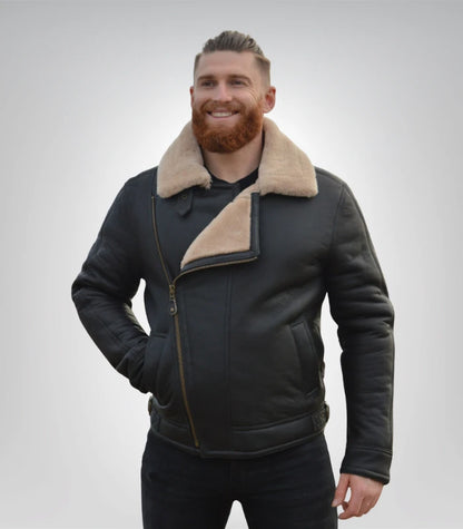 Classic RAF-style aviator jacket for men – sheepskin leather design