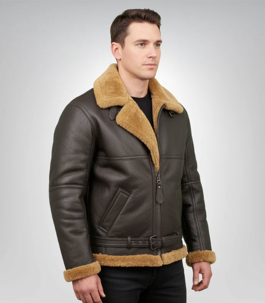 Men's ginger shearling B3 bomber jacket – RAF aviator leather