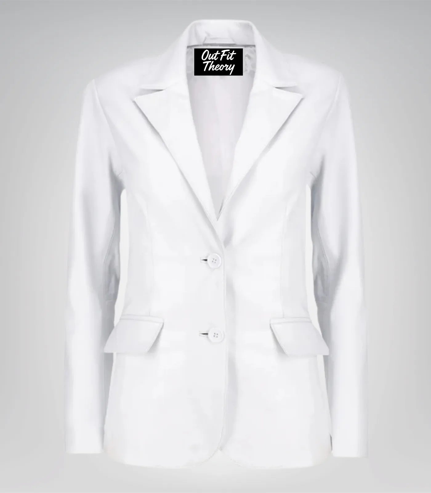 Women’s classic white lambskin leather blazer jacket – elegant everyday look
