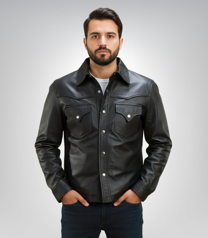 Ranchson Black Leather Shirt