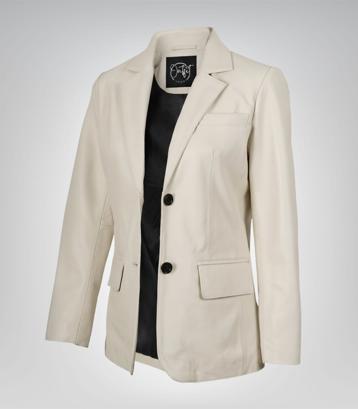 Women’s off-white real lambskin leather blazer