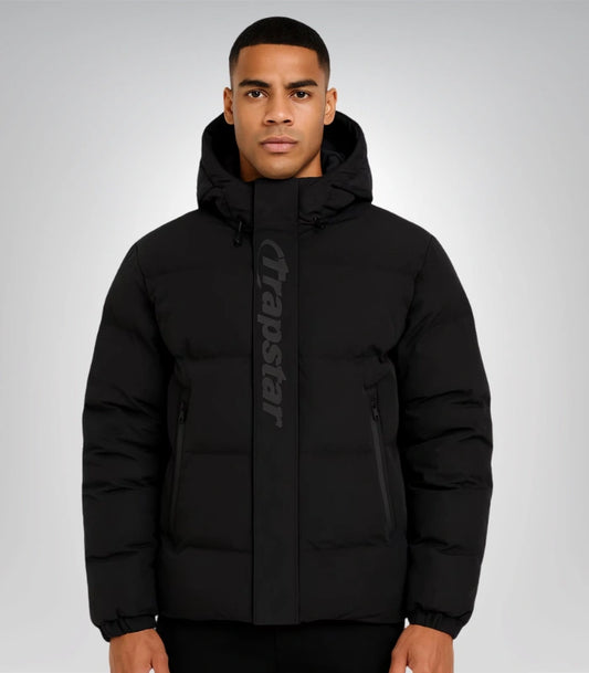 Black Trapstar Irongate jacket – premium puffer coat with detachable hood