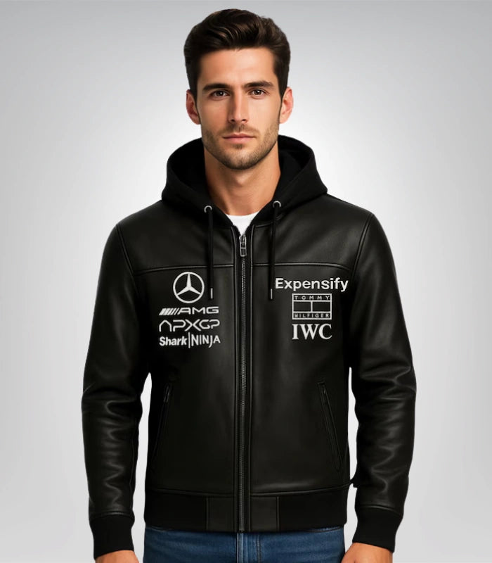 APXGP F1 racing leather hoodie – motorsport streetwear jacket for men
