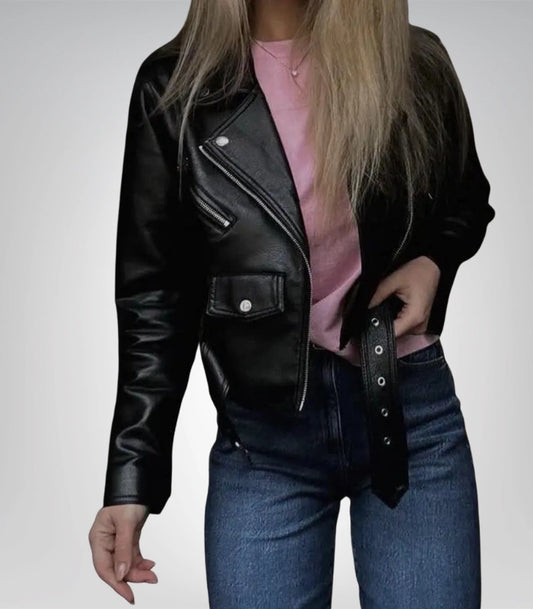 Classic handmade leather blazer – women’s black vintage minimalist design