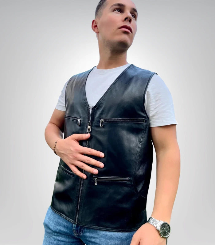 Premium casual leather vest – men’s genuine leather fashion