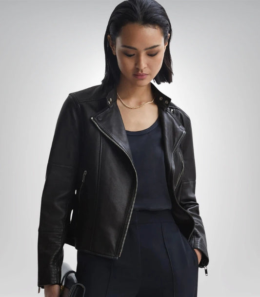 Women’s Genuine Leather Jacket Handmade Sheepskin Cropped Street Style