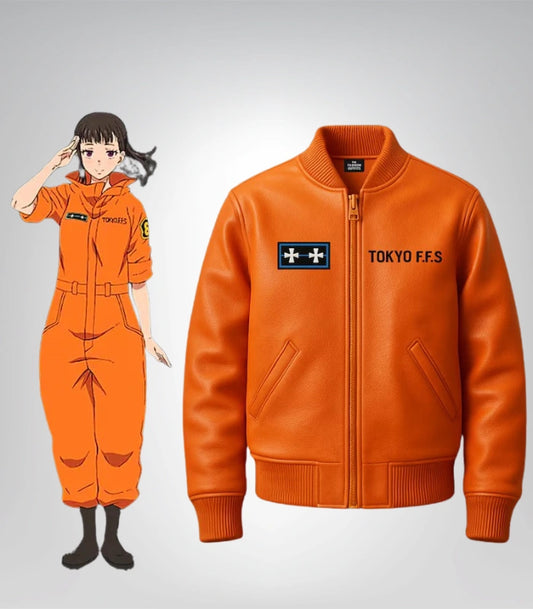 Oze Fire Force cosplay jacket made from genuine sheep leather