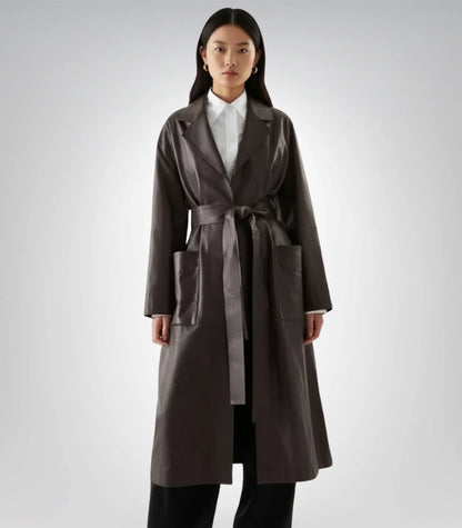 Women’s leather trench coat – long elegant leather outerwear