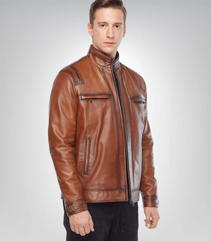 Craig McGinlay style brown leather jacket – 100% genuine leather