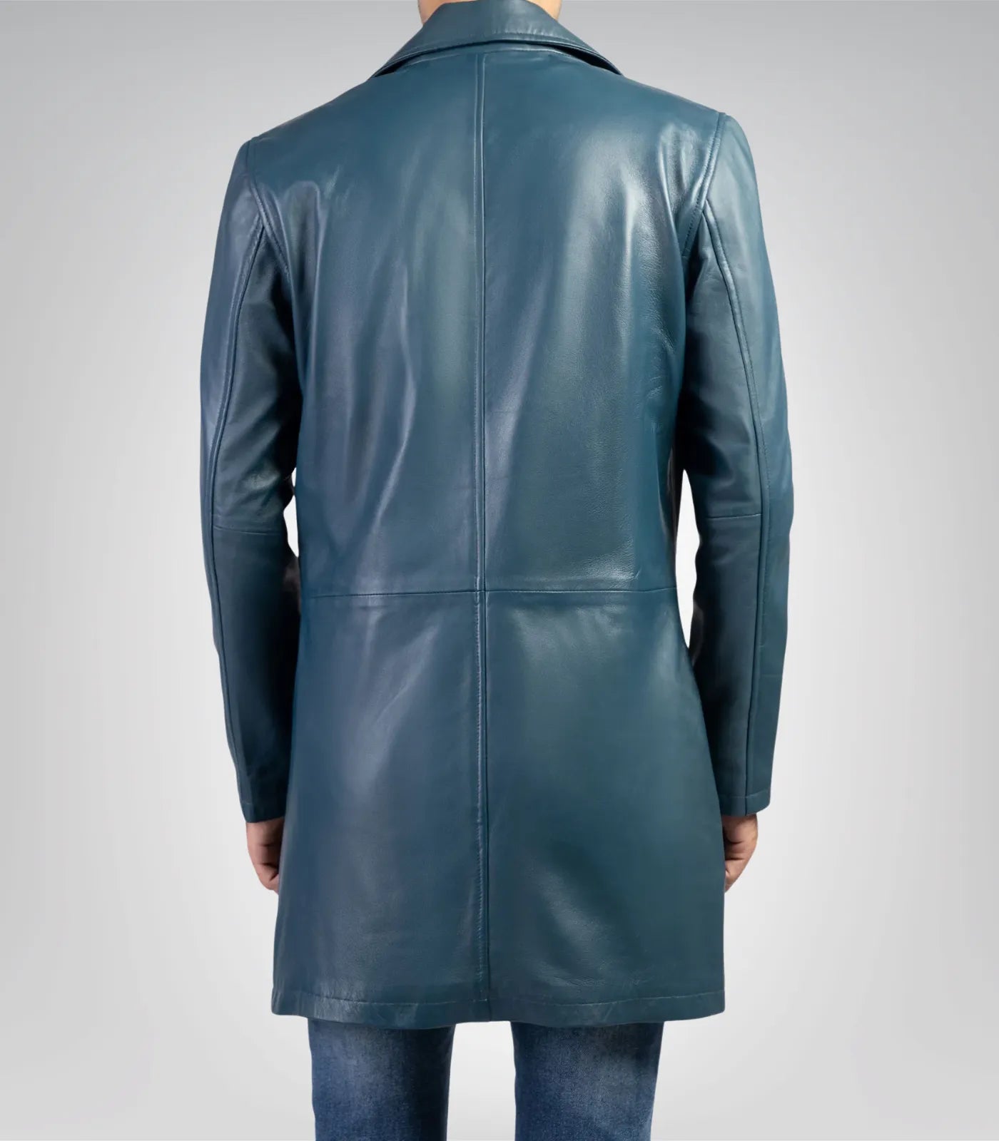Men’s blue trench coat – classic real leather overcoat for timeless style