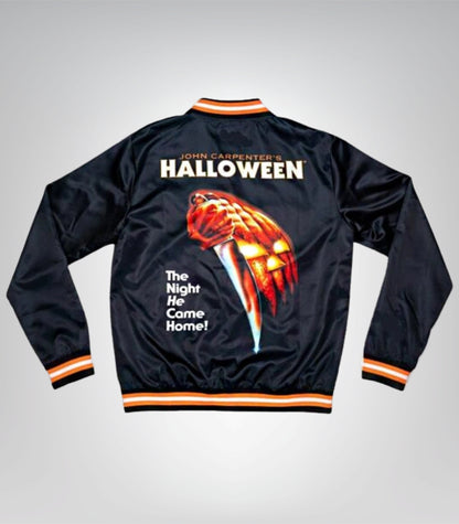 1978 John Carpenter’s Halloween Black Varsity Jacket Classic Movie Satin Jacket
