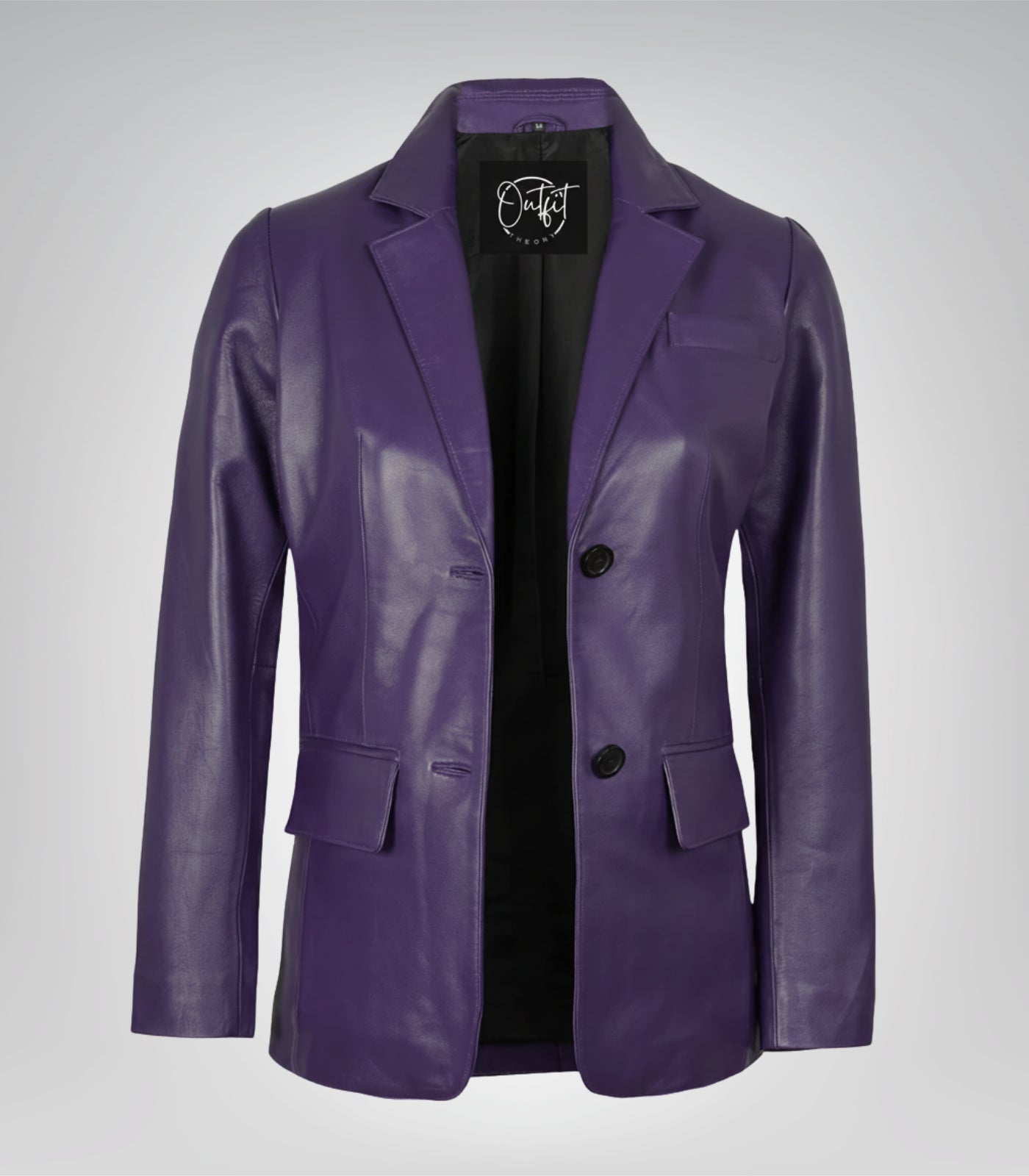 Purple genuine lambskin leather blazer for women
