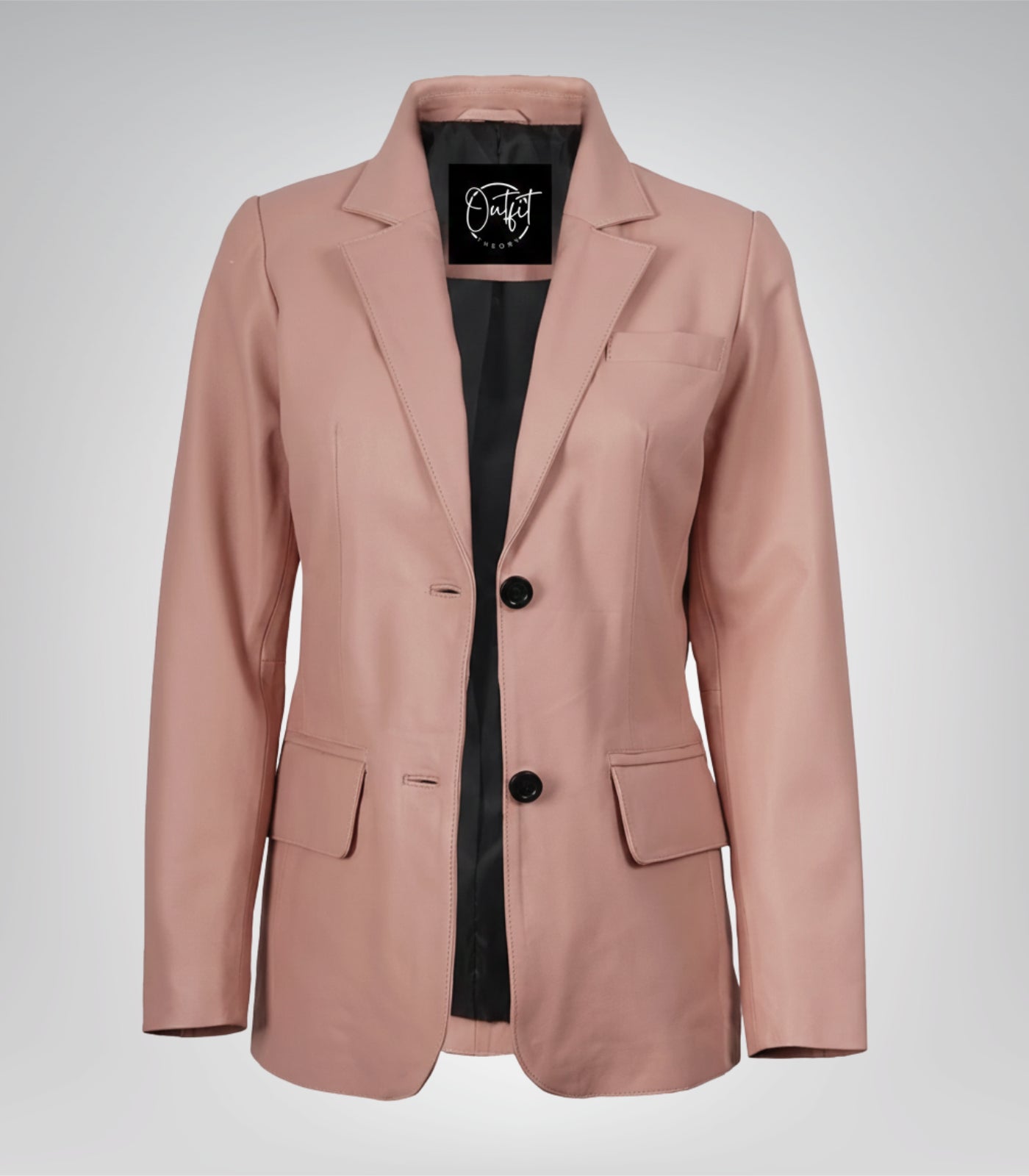 Pink genuine lambskin leather blazer for women