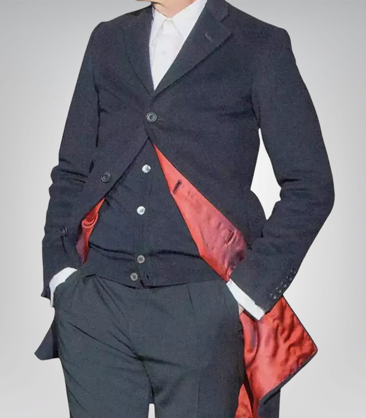 Men’s Dark Blue Wool Overcoat Twelfth Doctor Style Winter Car Coat