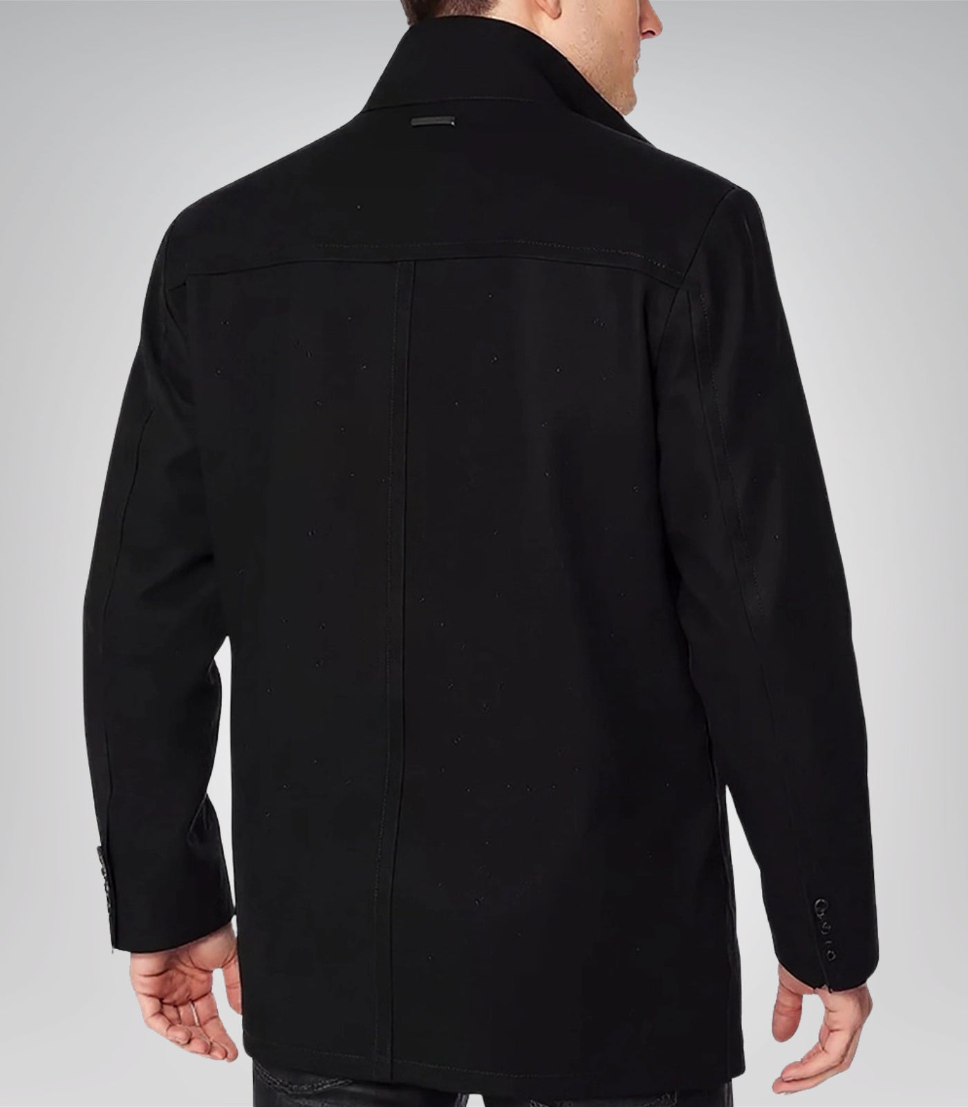 Rafferty Men’s Black Wool Car Coat Modern Fit Zip-Up Overcoat