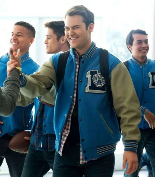 13 Reasons Why Justin Foley Liberty High Blue Varsity Jacket