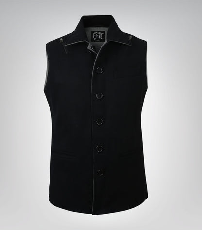 Lester Men Black and Gray Reversible Wool Vest
