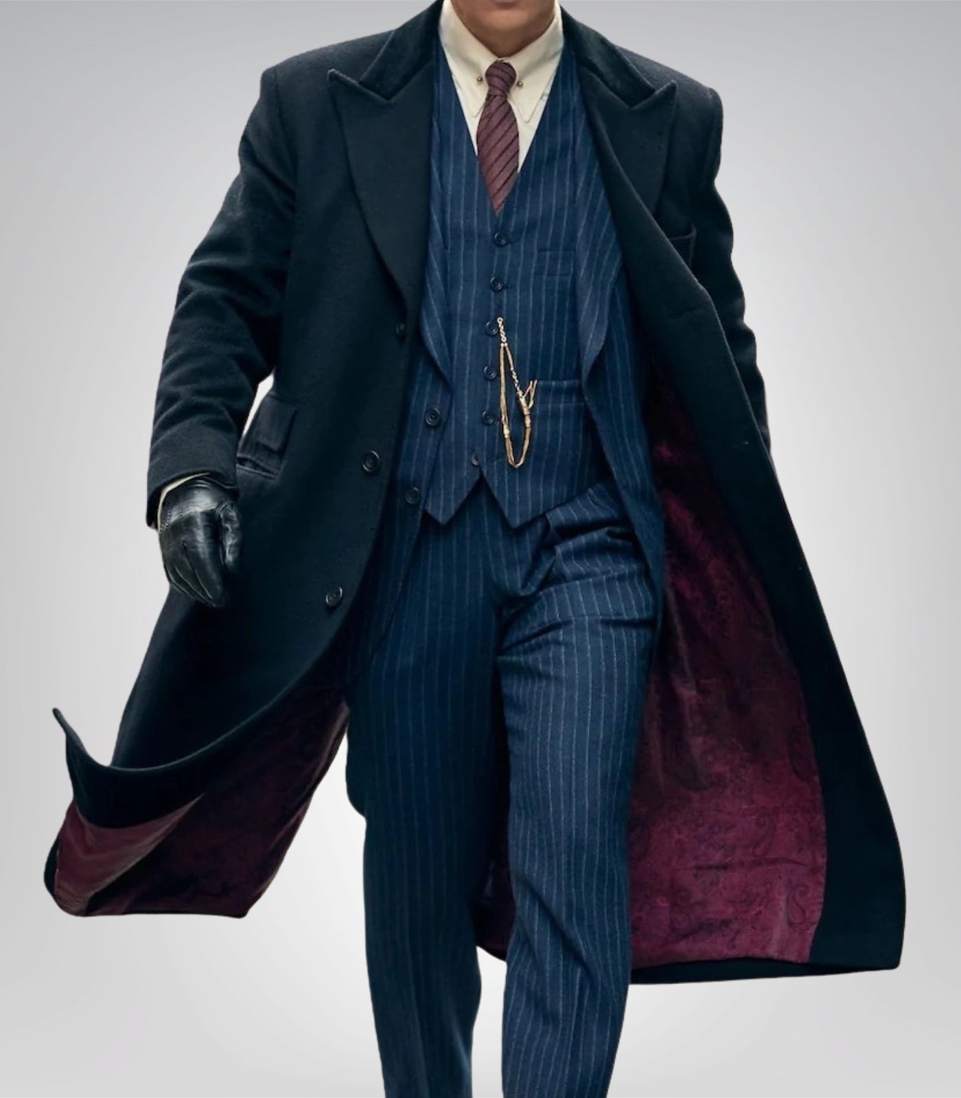 Men’s Black 1920s Gangster Wool Overcoat – Shelby-Inspired Long Winter Coat