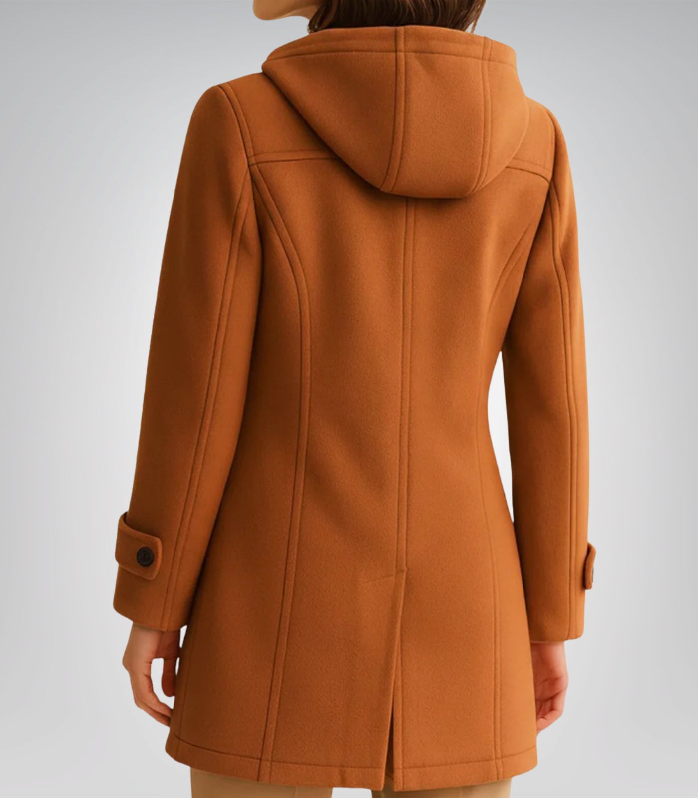 Suzanne Women’s Rust Hooded Wool Duffle Coat Cozy Toggle Front Winter Jacket